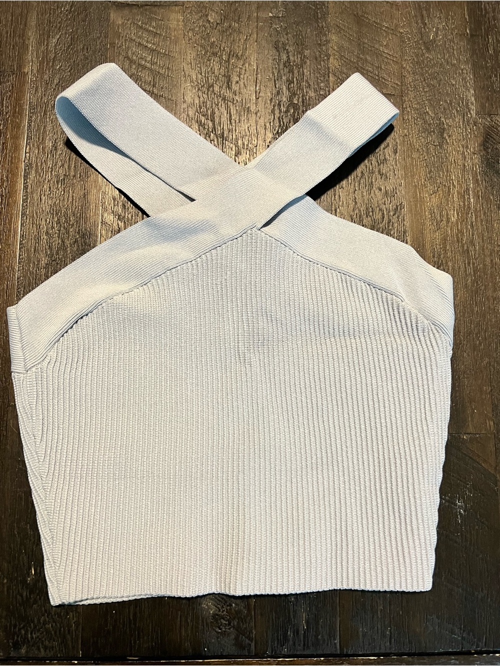 Babaton Ribbed Cross-Back Cropped Tank - White